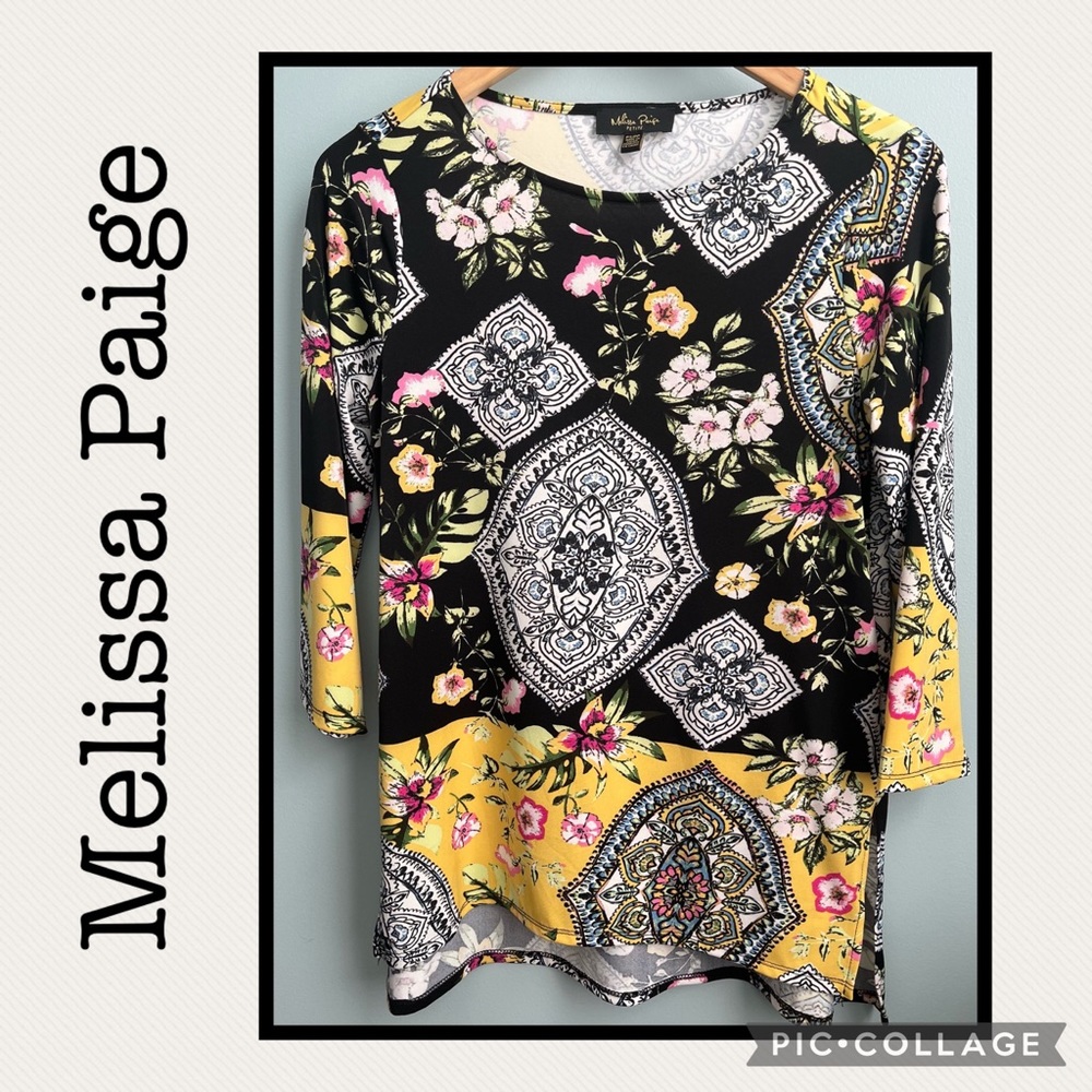 Melissa Paige 3/4 Sleeve Hi-Lo Tunic Size Petite Small